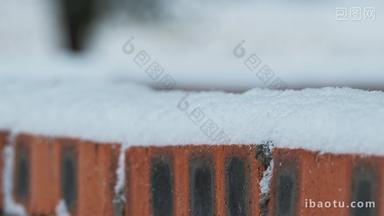 冬天<strong>下雪</strong>镜头升格4K实拍空镜